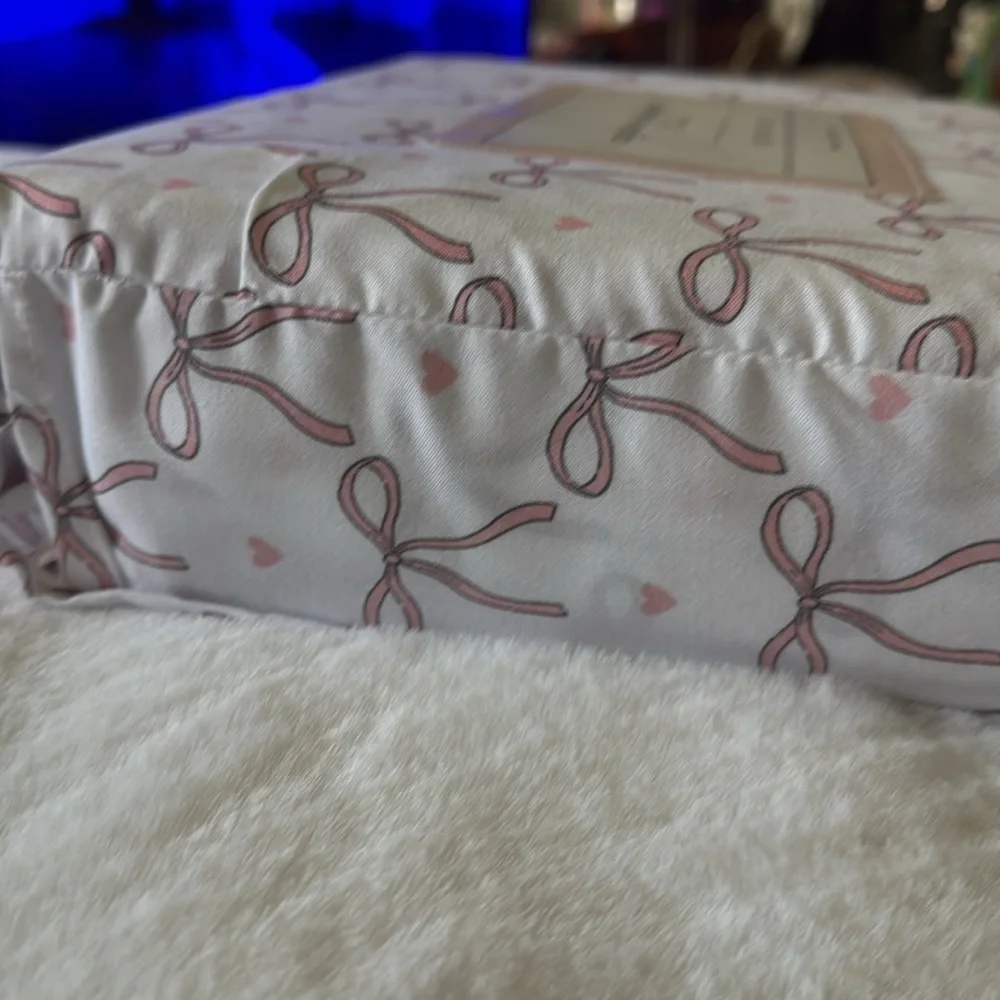 Cupcakes & Cashmere Pink Bows And Hearts QUEEN SIZE Sheet Set Coquette 2025 🩷🎀